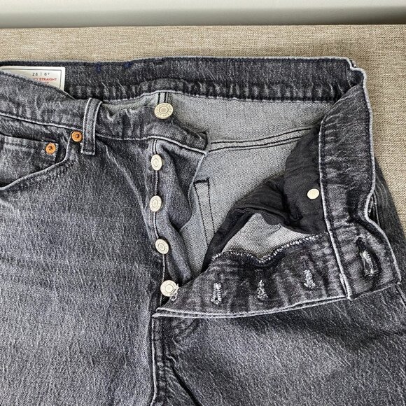 Gap Cheeky Straight Denim Jeans Women's 6S Mid Rise Gray Distressed Hem Casual - Picture 4 of 13